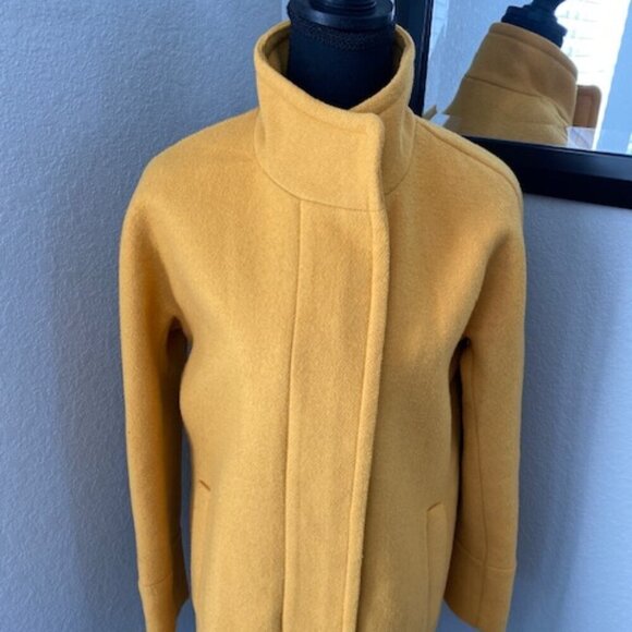 J.CREW Ochre Mustard Yellow Wool Blend City Coat Jacket Sz 4 - Picture 7 of 15